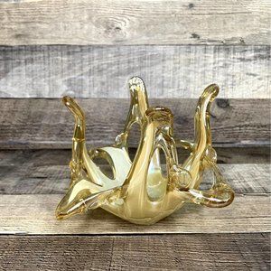 Murano Vetro Eseguito Free Form Open Lace Iridescent Bowl, Italy